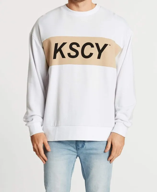 Monica Relaxed Jumper White/Sand sold by Neverland