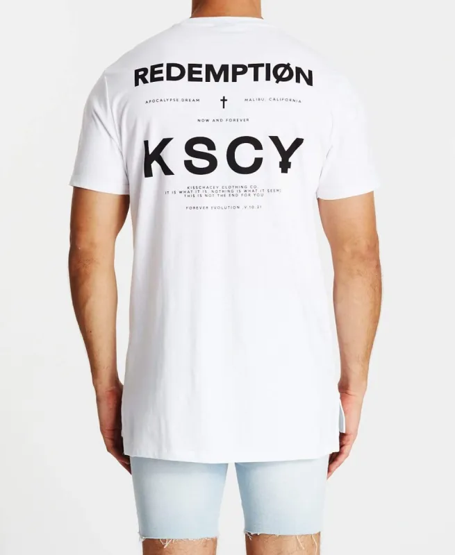 Redemption Step Hem T-Shirt White sold by Neverland