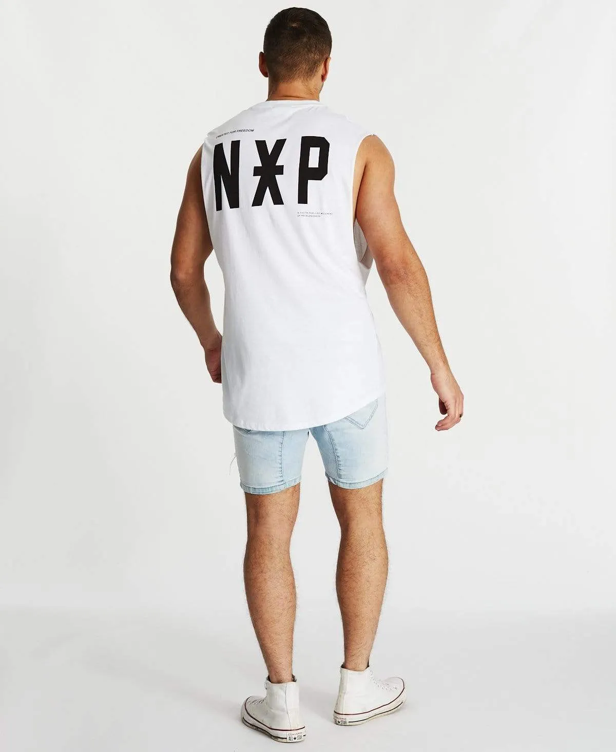 Tireless Scoop Back Muscle Tee White sold by Neverland product image thumbnail 5