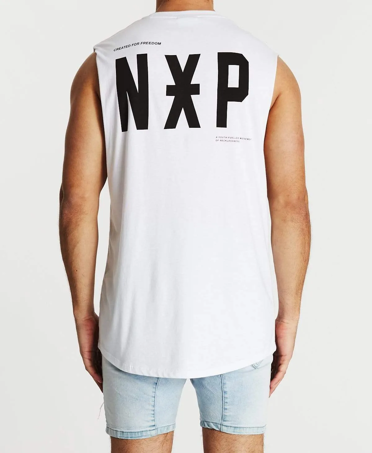 Tireless Scoop Back Muscle Tee White sold by Neverland