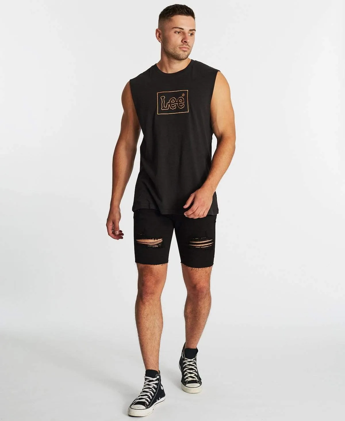 Lee Line Muscle Tee Washed Black sold by Neverland product image thumbnail 4