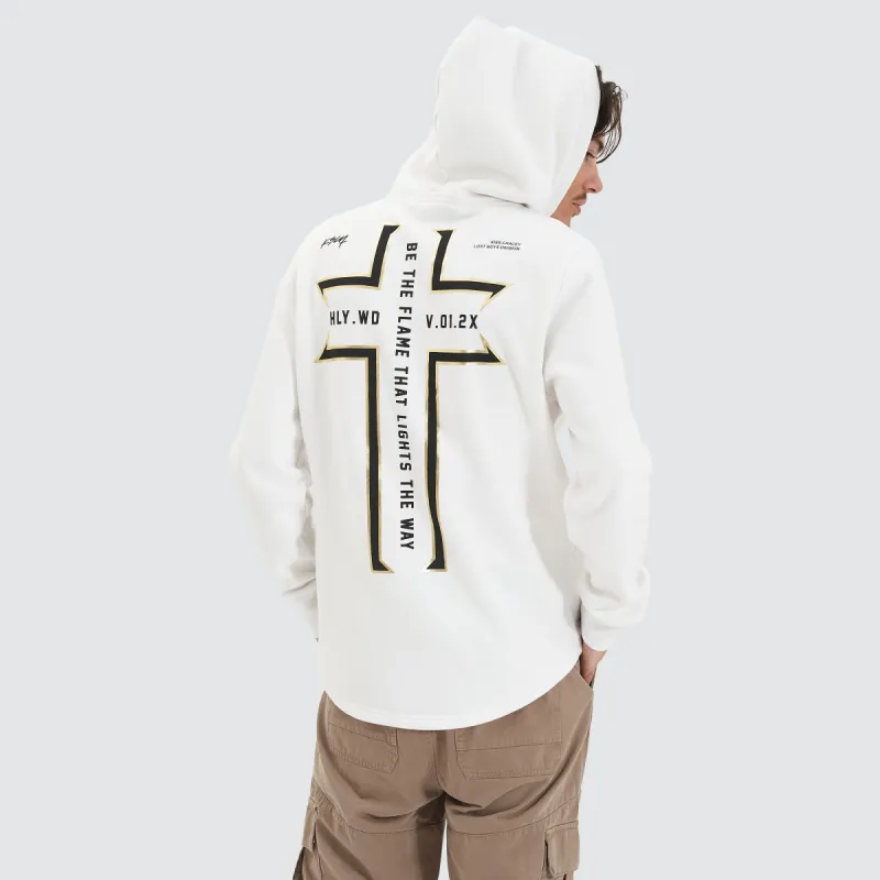 Southfall Heavy Hooded Dual Curved Jumper White sold by Neverland
