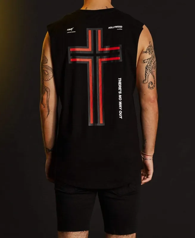 Knock Out Dual Curved Muscle Tee Jet Black sold by Neverland