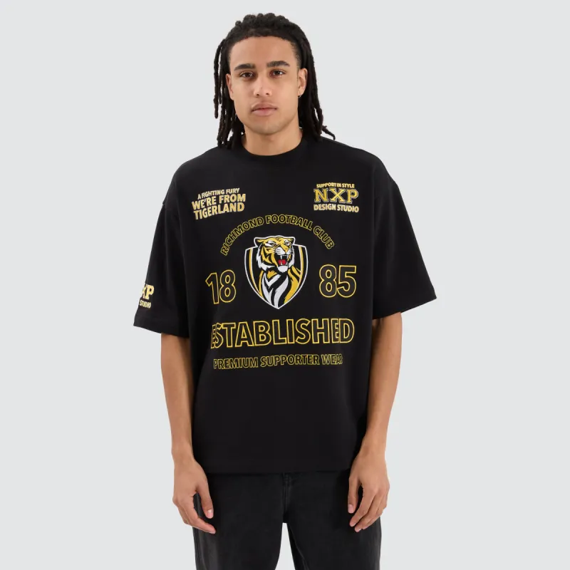 Richmond Tigers AFL Mega Loopback Tee Jet Black sold by Neverland