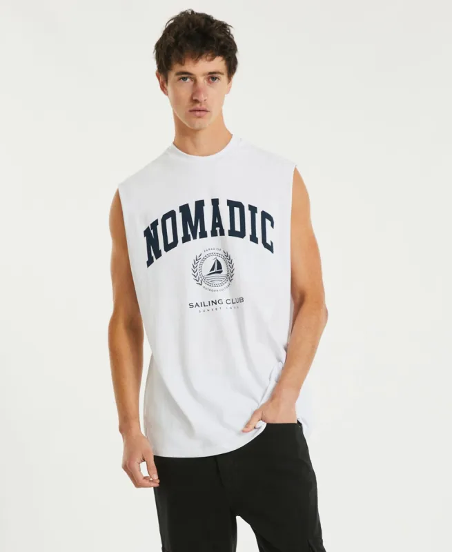 Sunset Cove Relaxed Muscle Tee White sold by Neverland