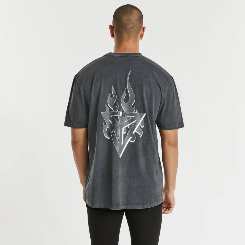 Whitewash Box Fit Scoop T-Shirt Mineral Asphalt sold by Neverland