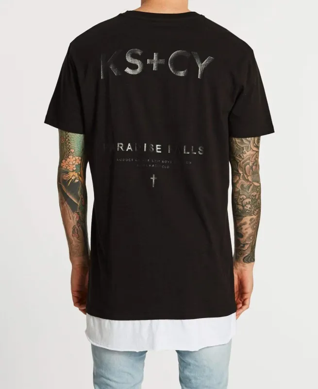 Free Town Relaxed Layered T-Shirt Jet Black sold by Neverland