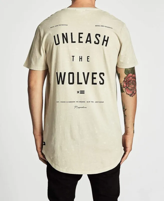 Wolves Cape Back T-Shirt Acid Sand sold by Neverland