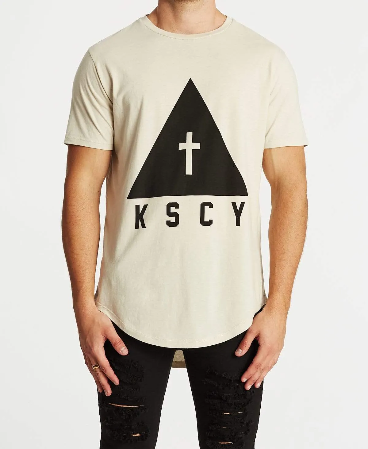 Keep Strong Dual Curved T-Shirt Sand sold by Neverland