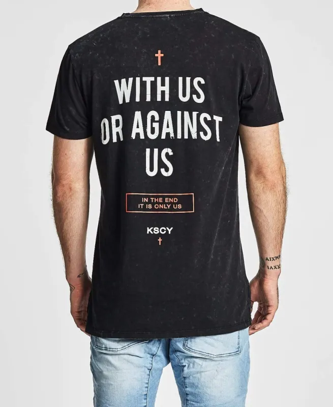 Only Us Tall Step Hem T-Shirt Acid Black sold by Neverland