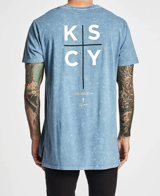 Self Made Tall Step Hem T-Shirt Acid Blue Shadow sold by Neverland