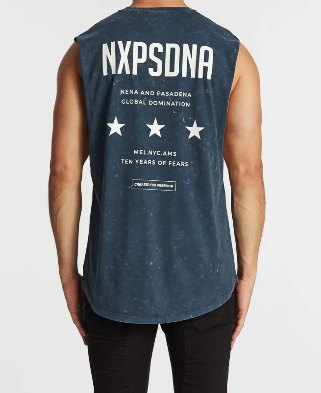 Domination Scoop Back Muscle Tee Acid Navy sold by Neverland