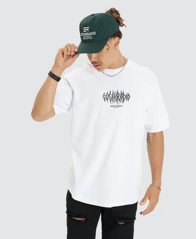 White Root Box Fit Scoop T-Shirt White sold by Neverland