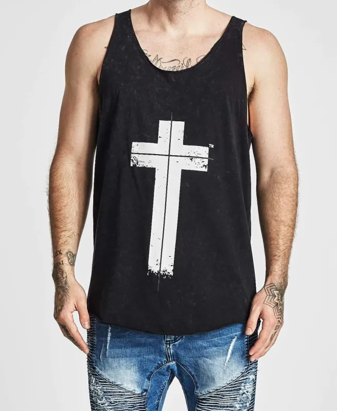 Keeper Raw Curved Hem Tank Acid Black sold by Neverland