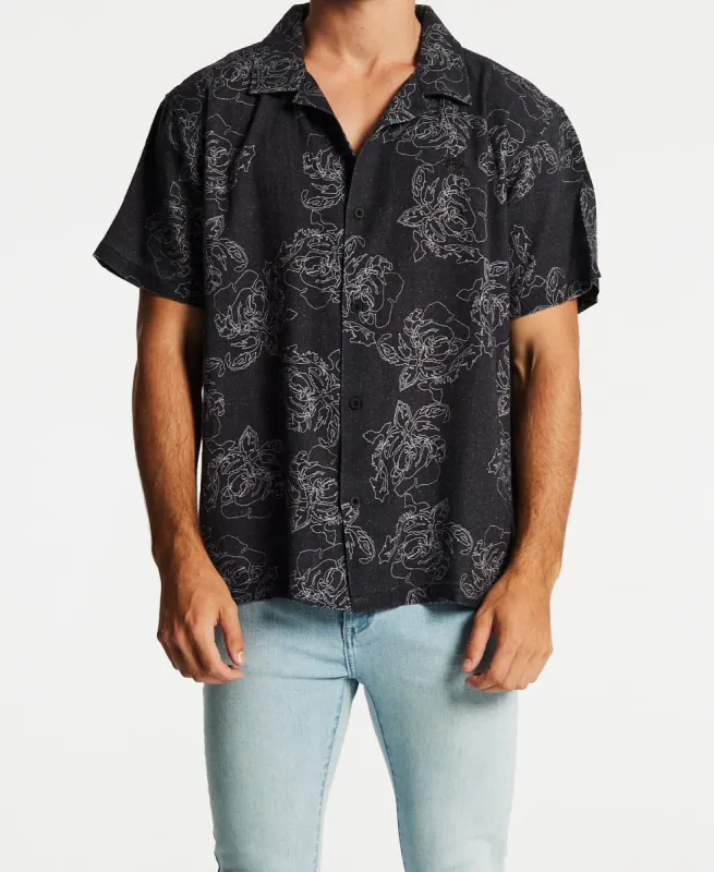 Roses Pattern Shirt Black sold by Neverland