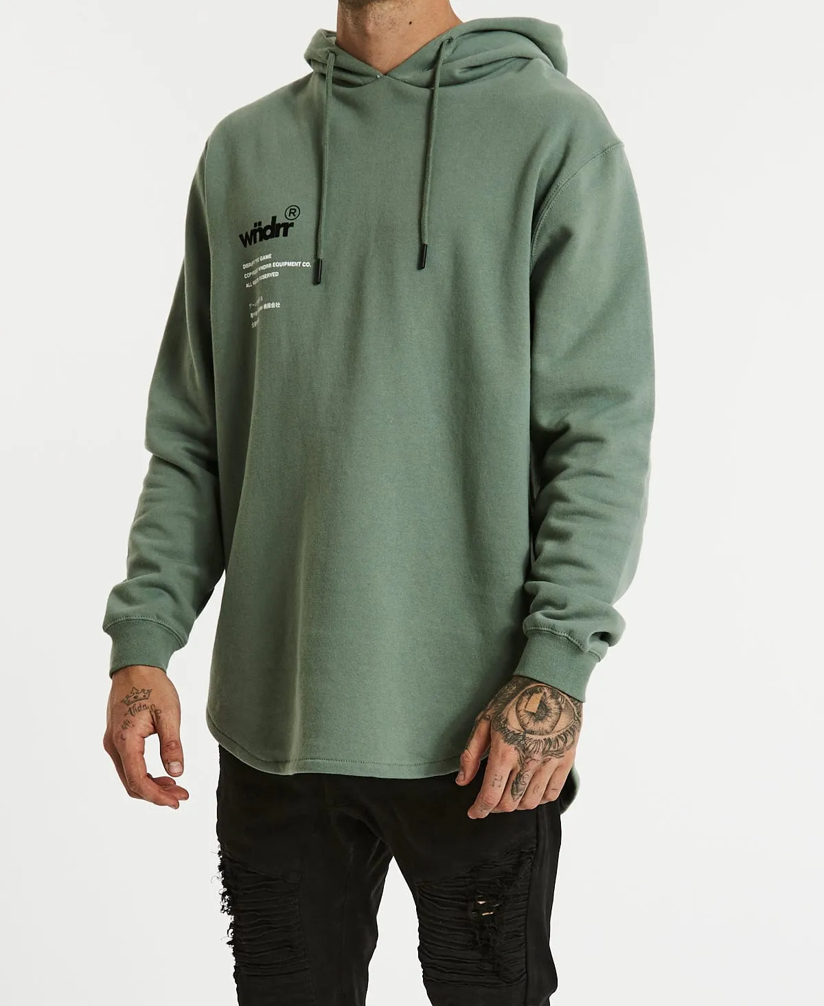 Transcript Curved Hem Hoodie Olive Green sold by Neverland product image thumbnail 4