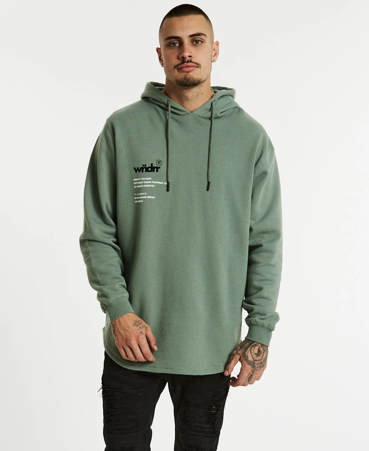 Transcript Curved Hem Hoodie Olive Green sold by Neverland product image thumbnail 2