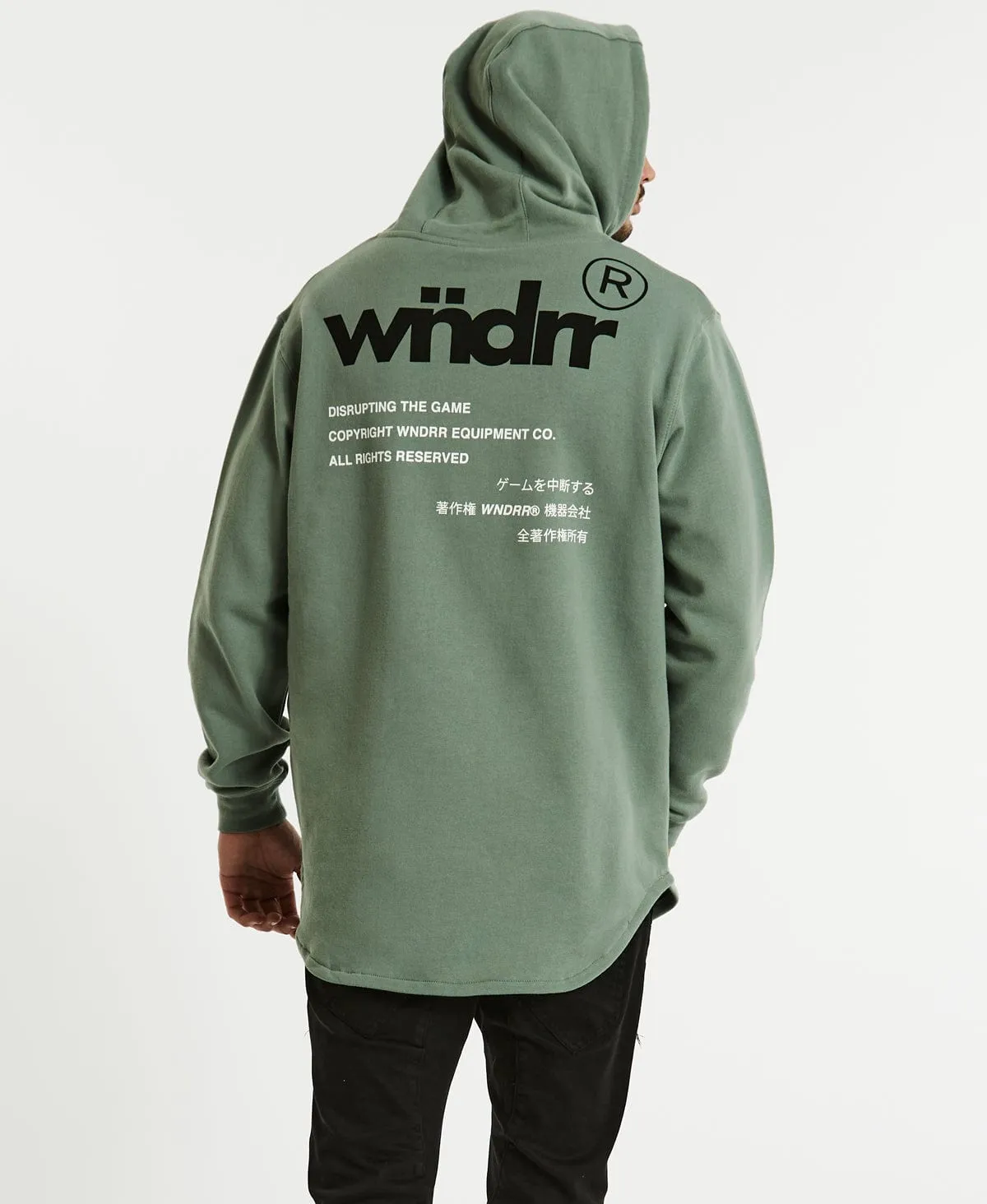 Transcript Curved Hem Hoodie Olive Green sold by Neverland