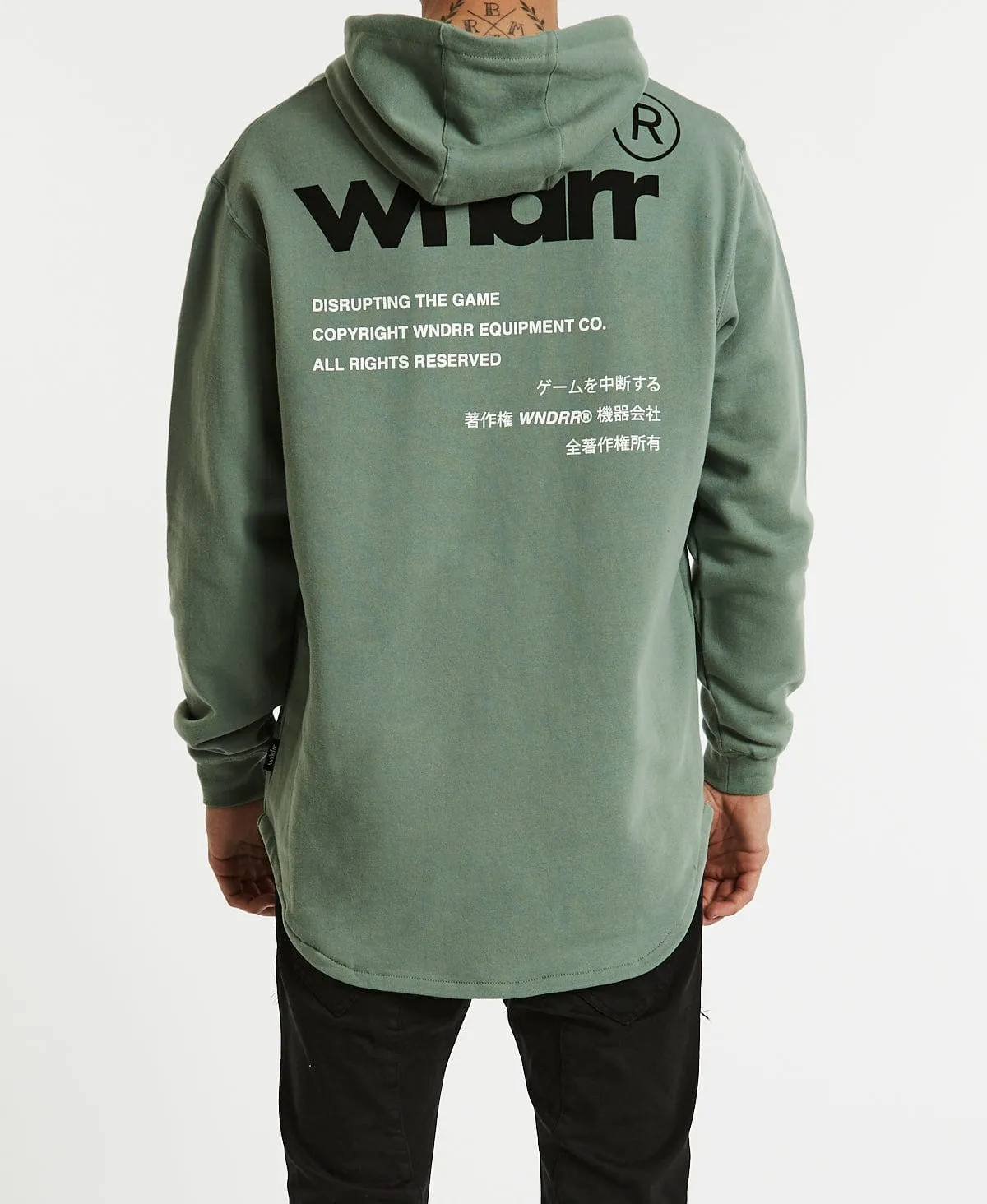 Transcript Curved Hem Hoodie Olive Green sold by Neverland product image thumbnail 5