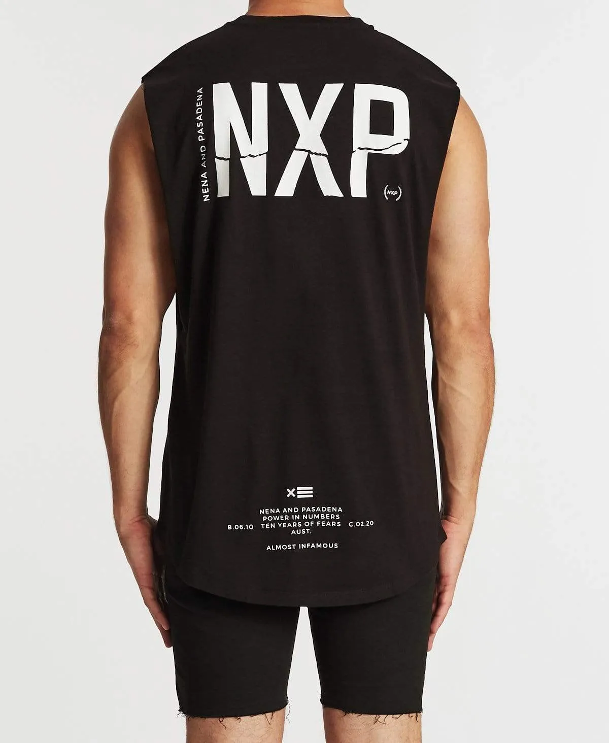 Decade Scoop Back Muscle Tee Jet Black sold by Neverland