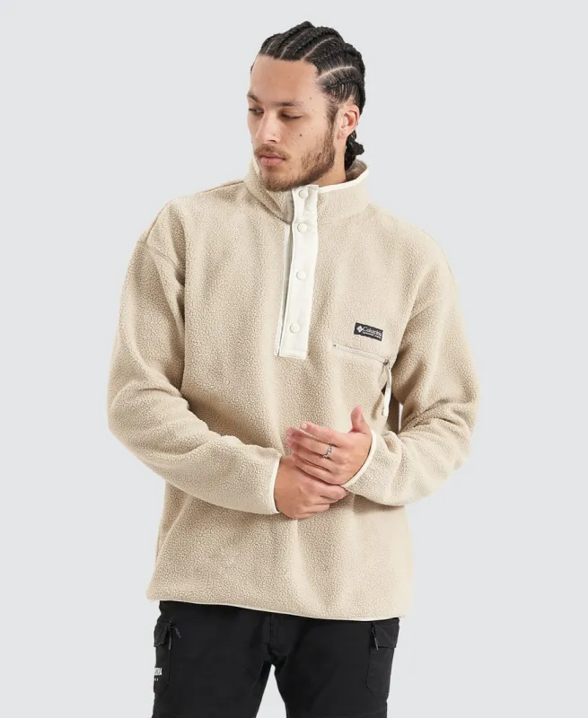 Helvetia Half Snap Fleece Jumper Ancient Fossil Neutral sold by Neverland