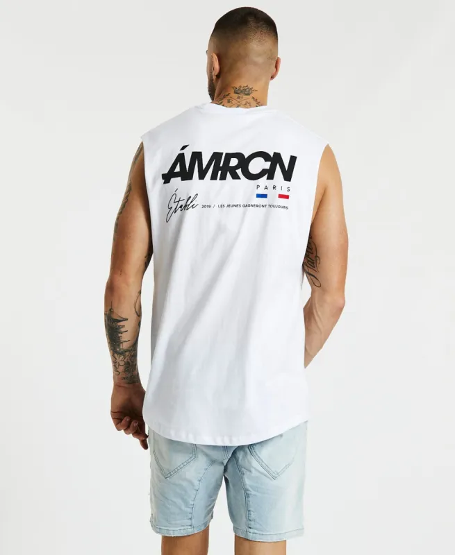 Chandler Scoop Back Muscle Tee White sold by Neverland