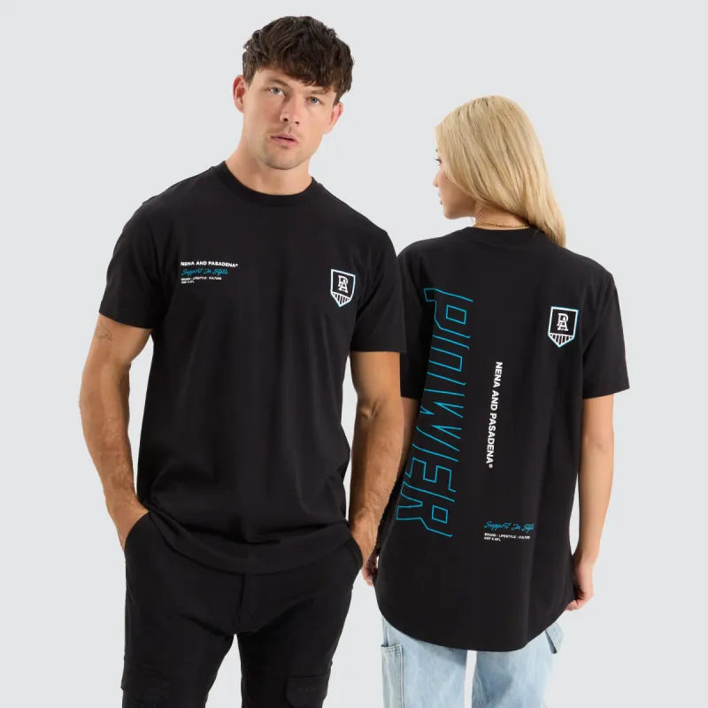 Port Adelaide Power AFL Dual Curved Tee Jet Black sold by Neverland