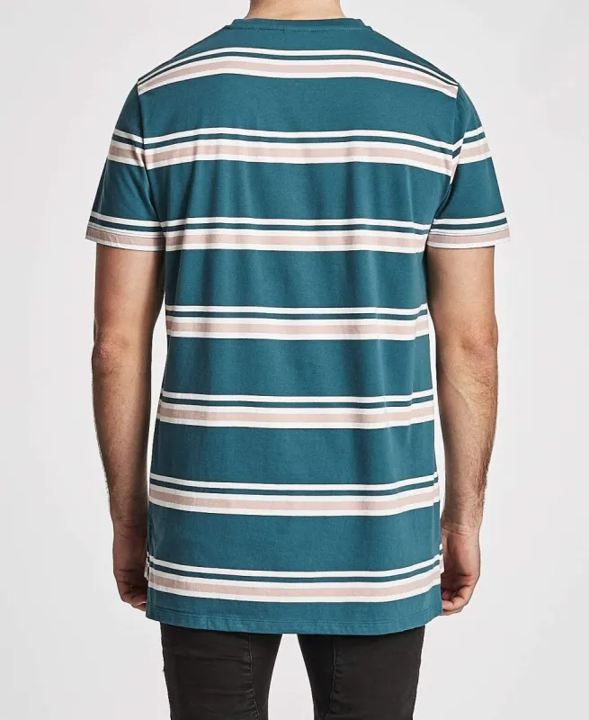 Guest Step Hem Tall T-Shirt Storm Blue/Pale Pink Stripe sold by Neverland