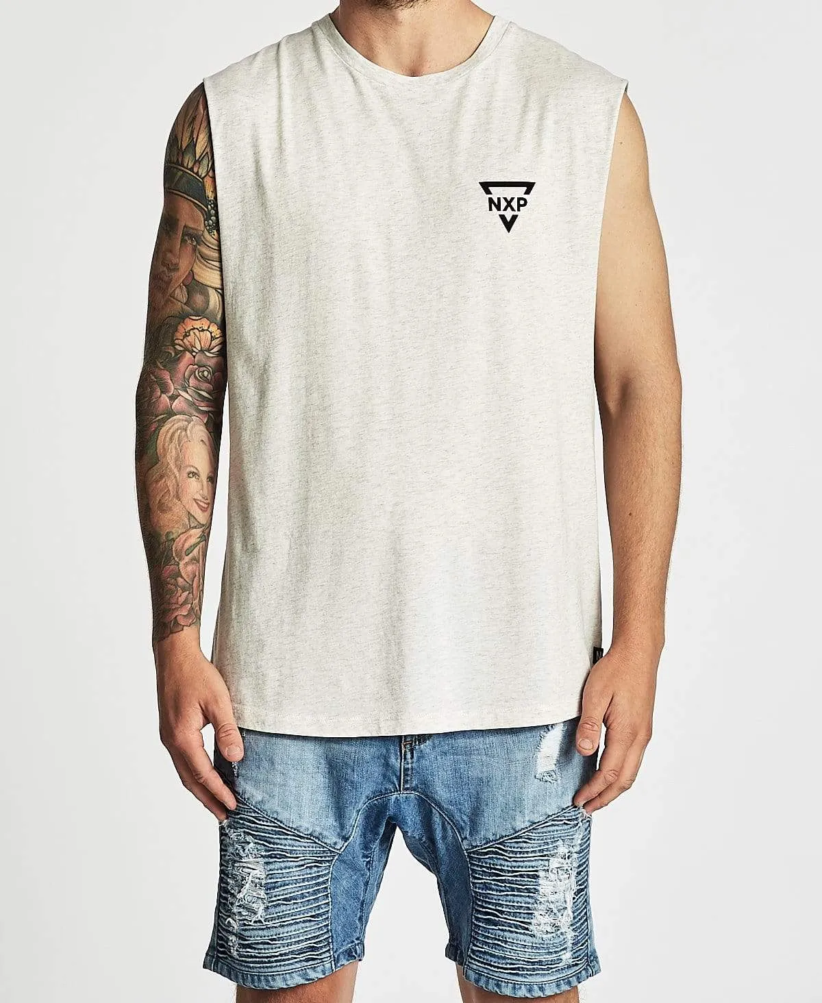 Highline Scoop Back Muscle Tee Snow Marle sold by Neverland product image thumbnail 2