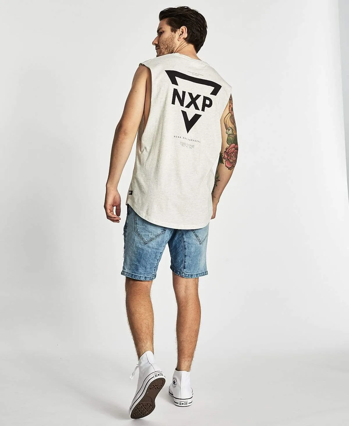 Highline Scoop Back Muscle Tee Snow Marle sold by Neverland product image thumbnail 4