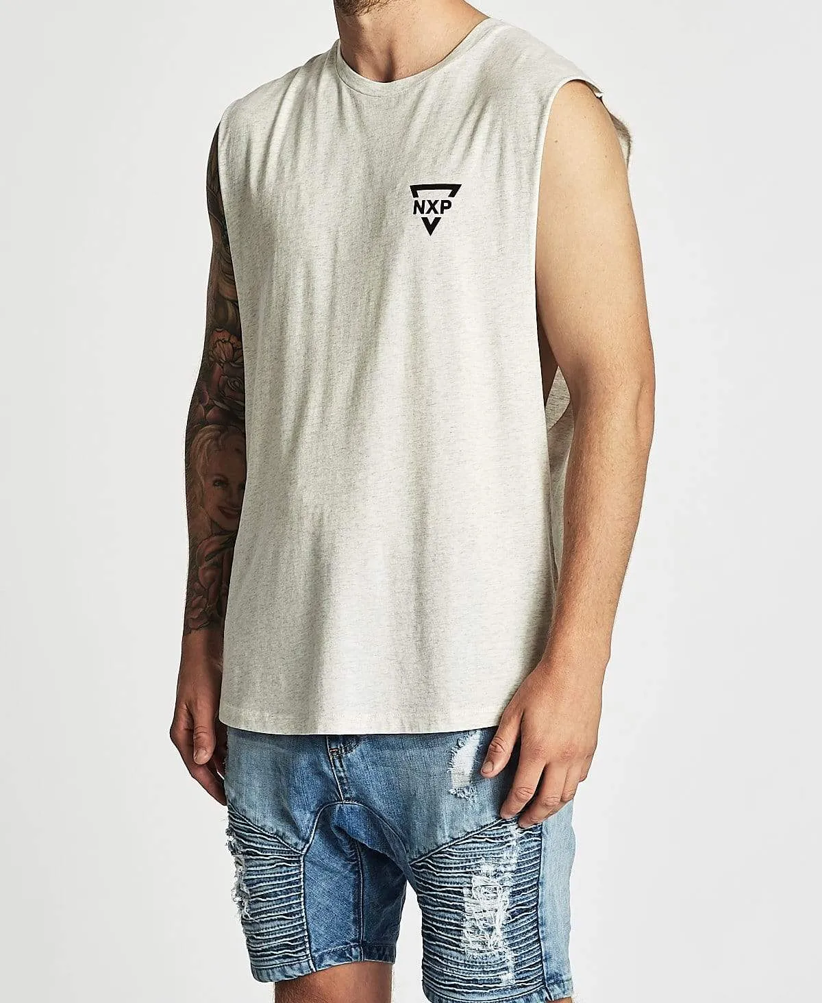 Highline Scoop Back Muscle Tee Snow Marle sold by Neverland product image thumbnail 3
