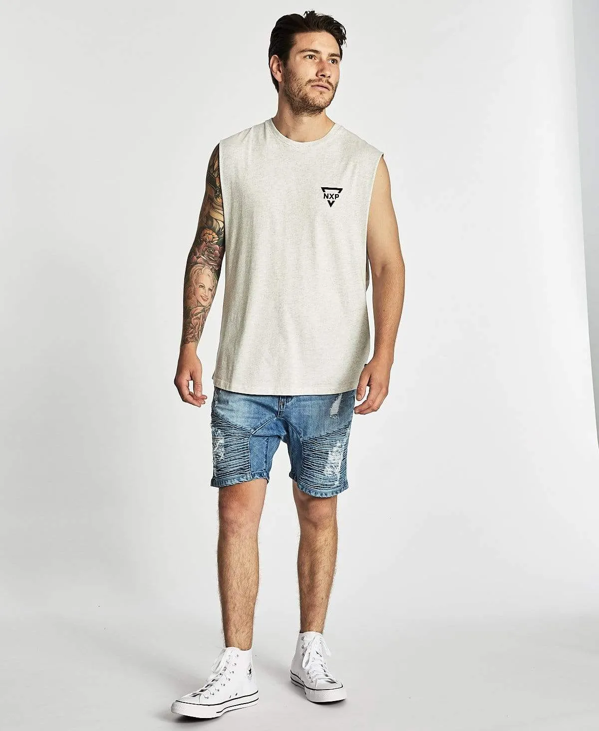 Highline Scoop Back Muscle Tee Snow Marle sold by Neverland product image thumbnail 5