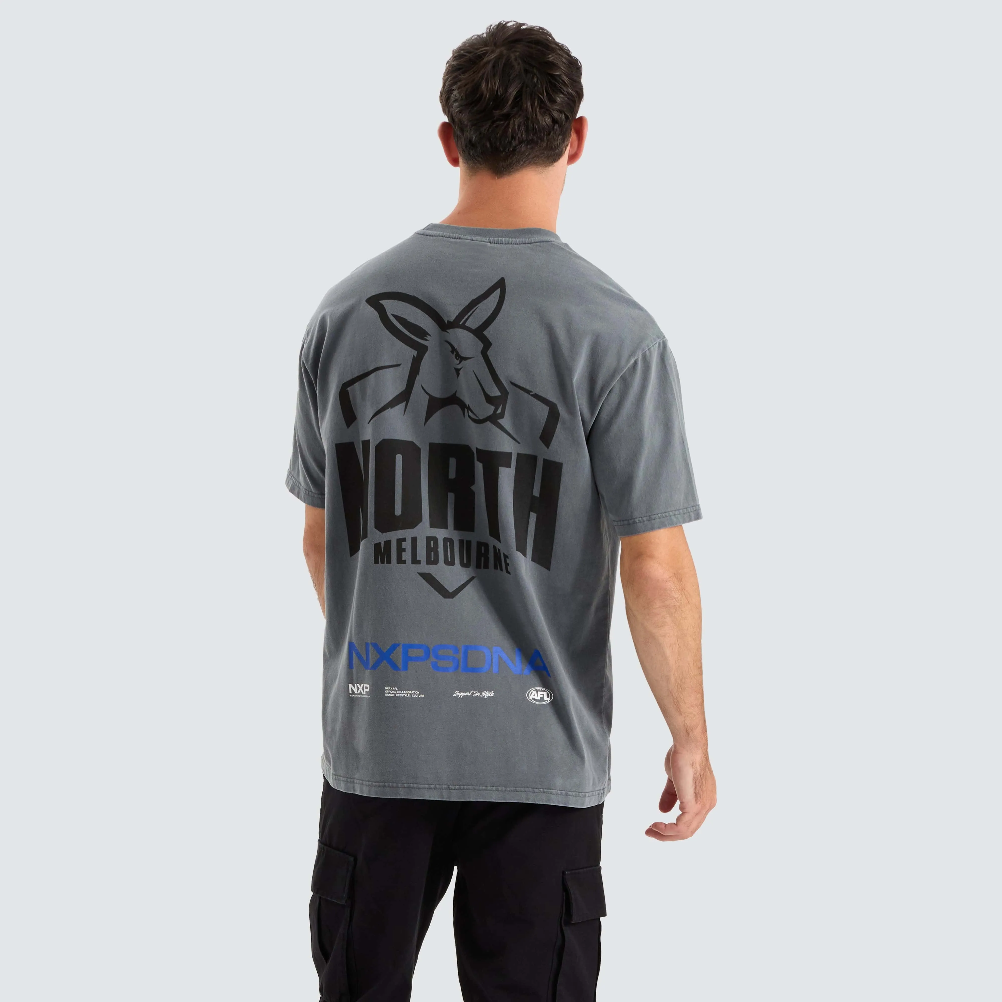 North Melbourne Kangaroos AFL Box Fit Tee Pigment Charcoal sold by Neverland product image thumbnail 5
