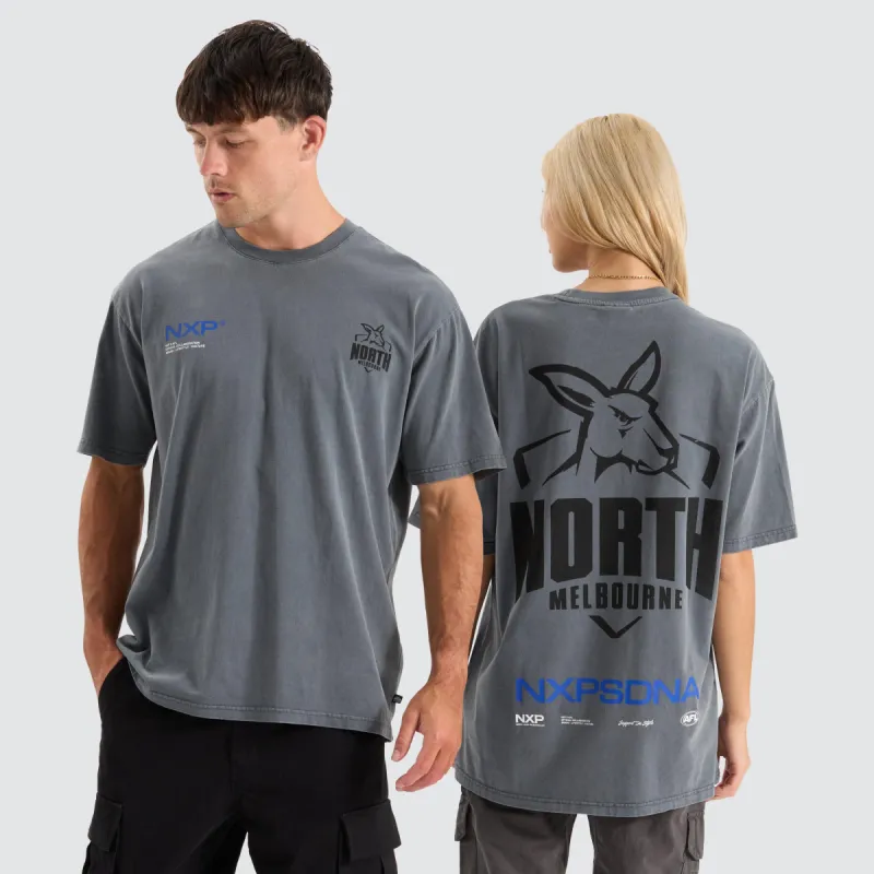 North Melbourne Kangaroos AFL Box Fit Tee Pigment Charcoal sold by Neverland