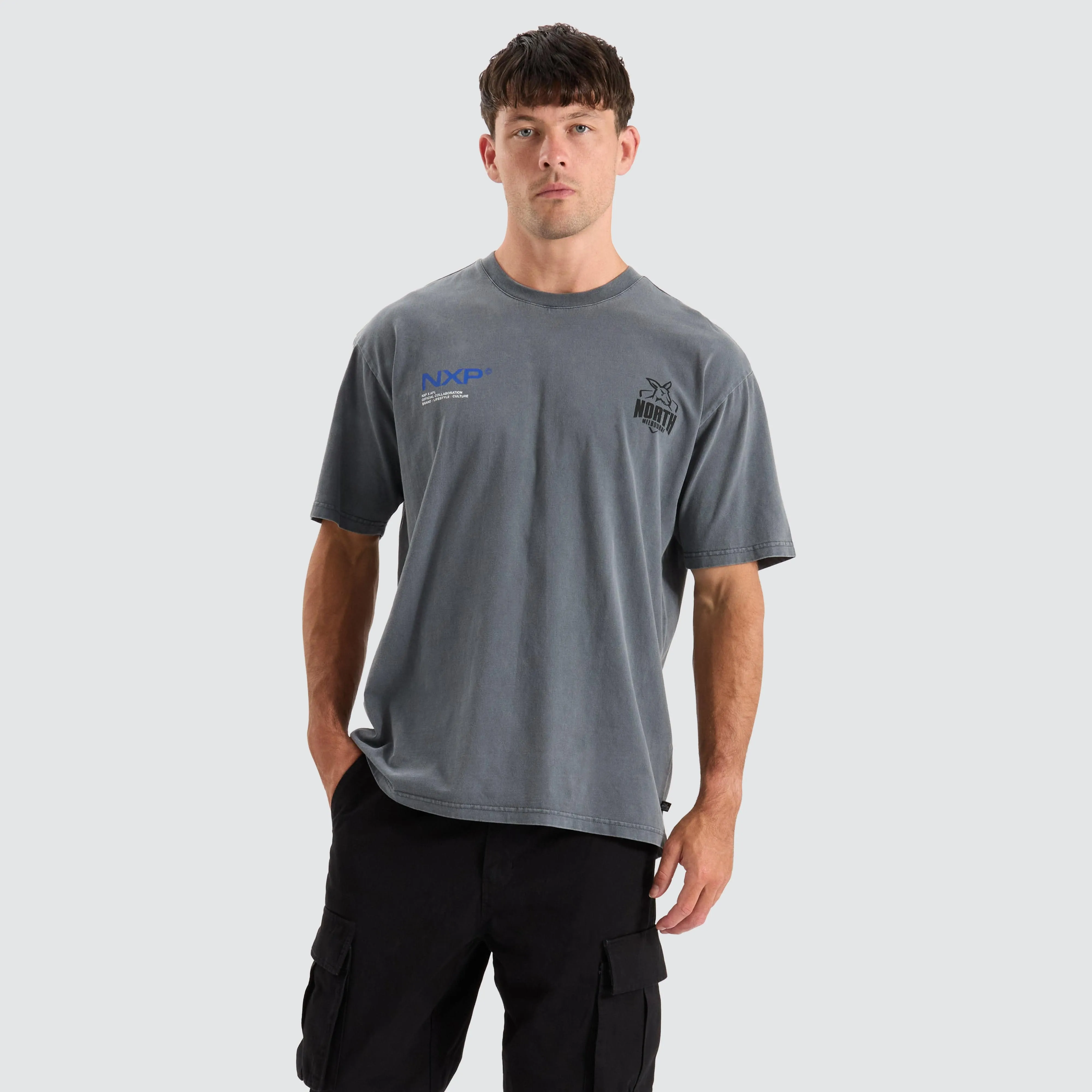 North Melbourne Kangaroos AFL Box Fit Tee Pigment Charcoal sold by Neverland product image thumbnail 4