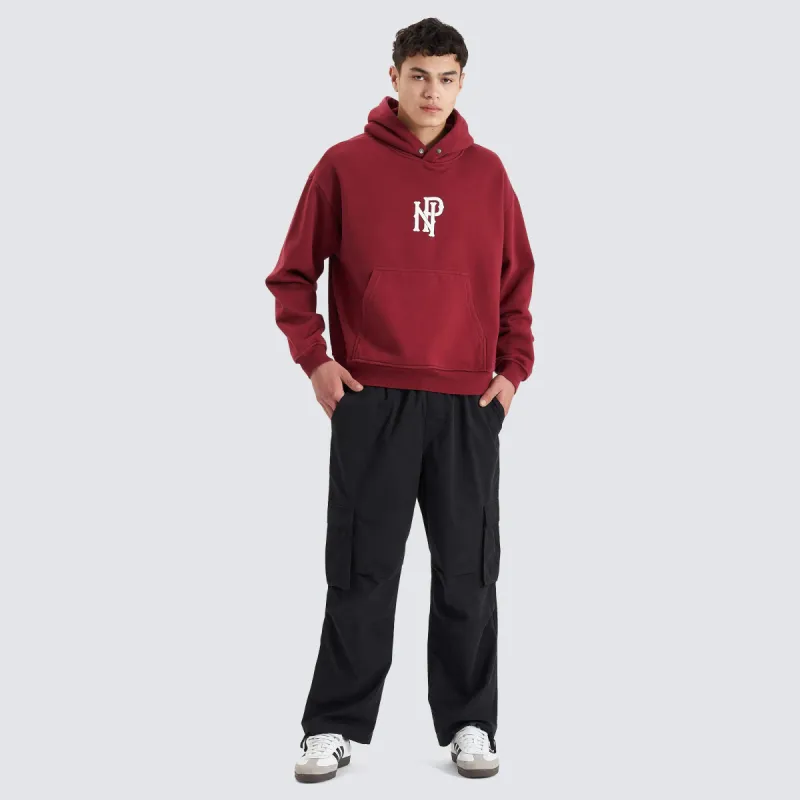 Pursuits Heavy Box Fit Hooded Sweater Cabernet sold by Neverland