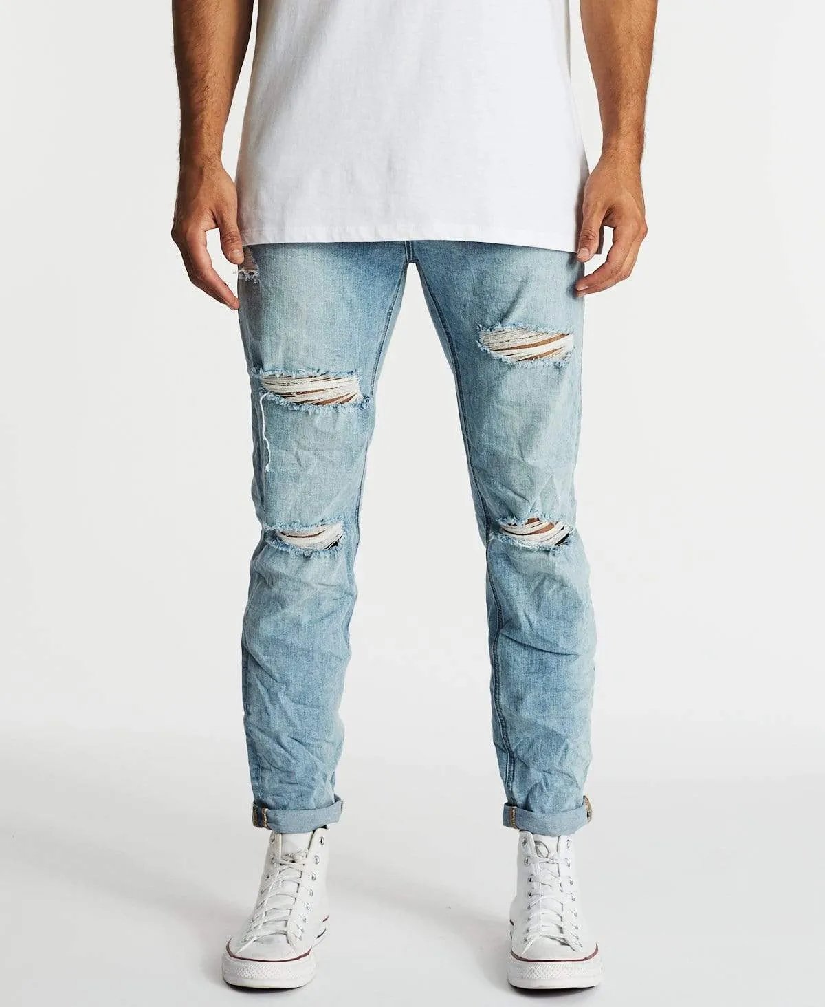 K3 Tapered Turn Up Jeans Horizon Blue sold by Neverland