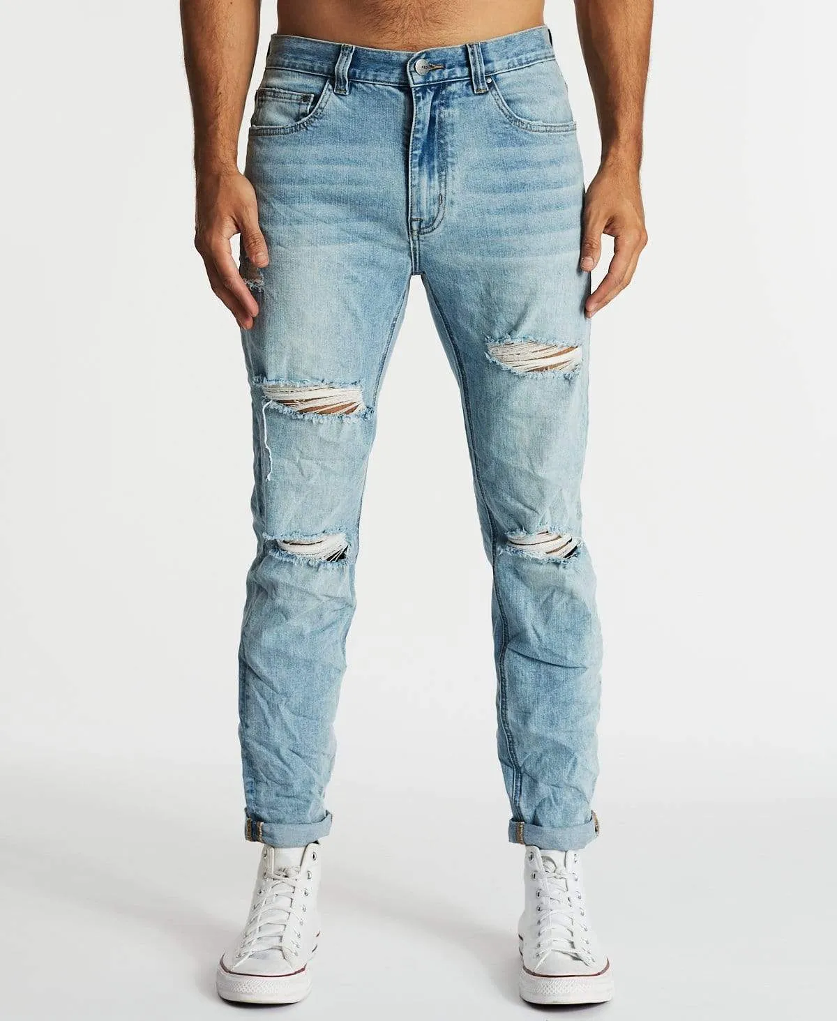 K3 Tapered Turn Up Jeans Horizon Blue sold by Neverland product image thumbnail 4