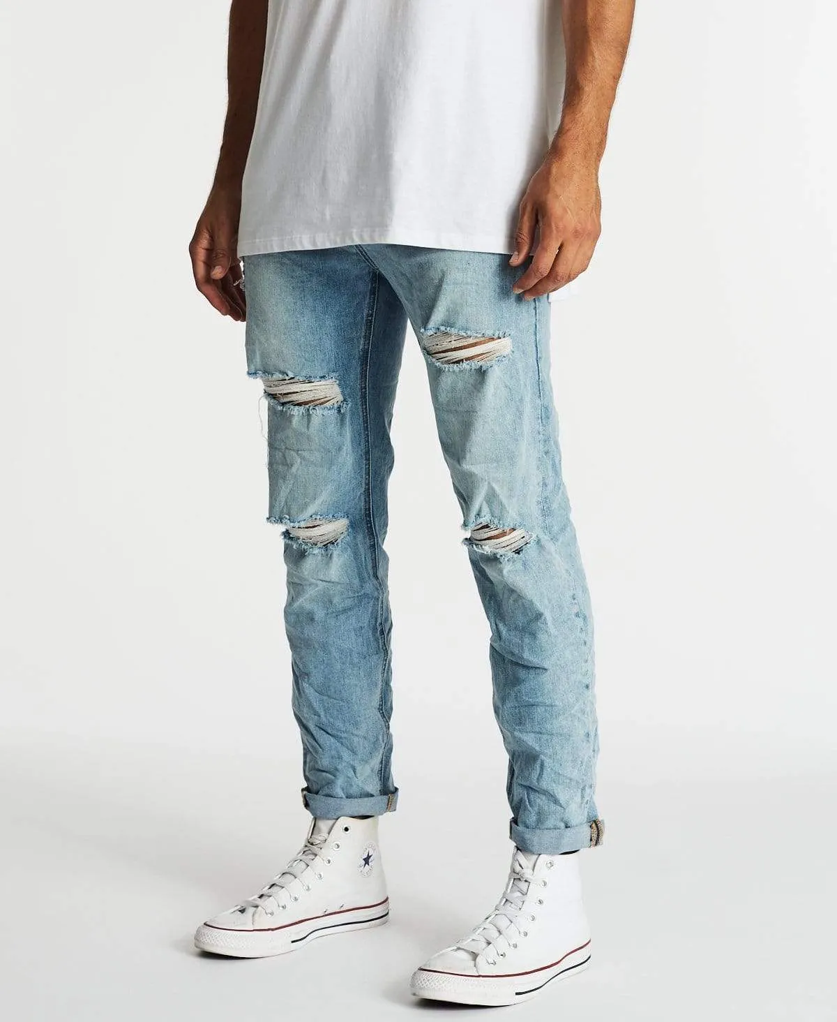 K3 Tapered Turn Up Jeans Horizon Blue sold by Neverland product image thumbnail 5