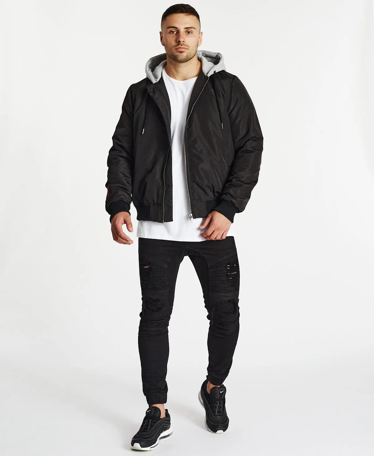 Omega Hooded Bomber Jacket Jet Black sold by Neverland product image thumbnail 4