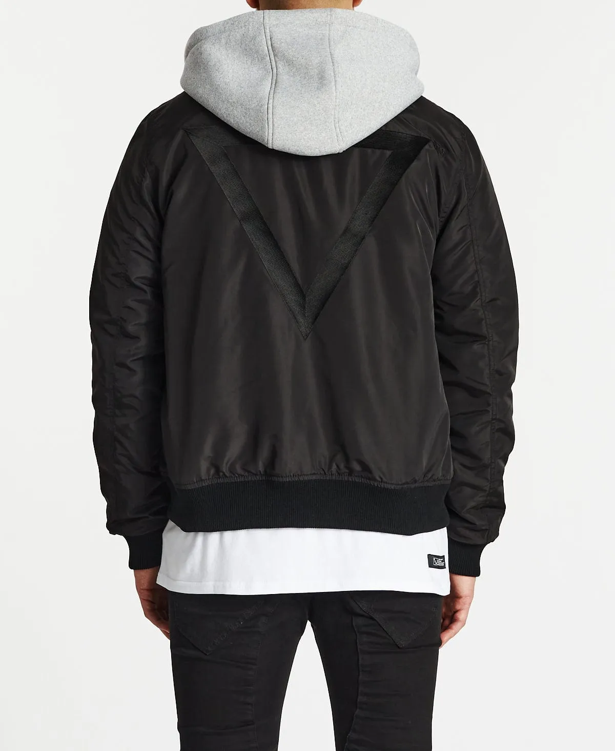Omega Hooded Bomber Jacket Jet Black sold by Neverland