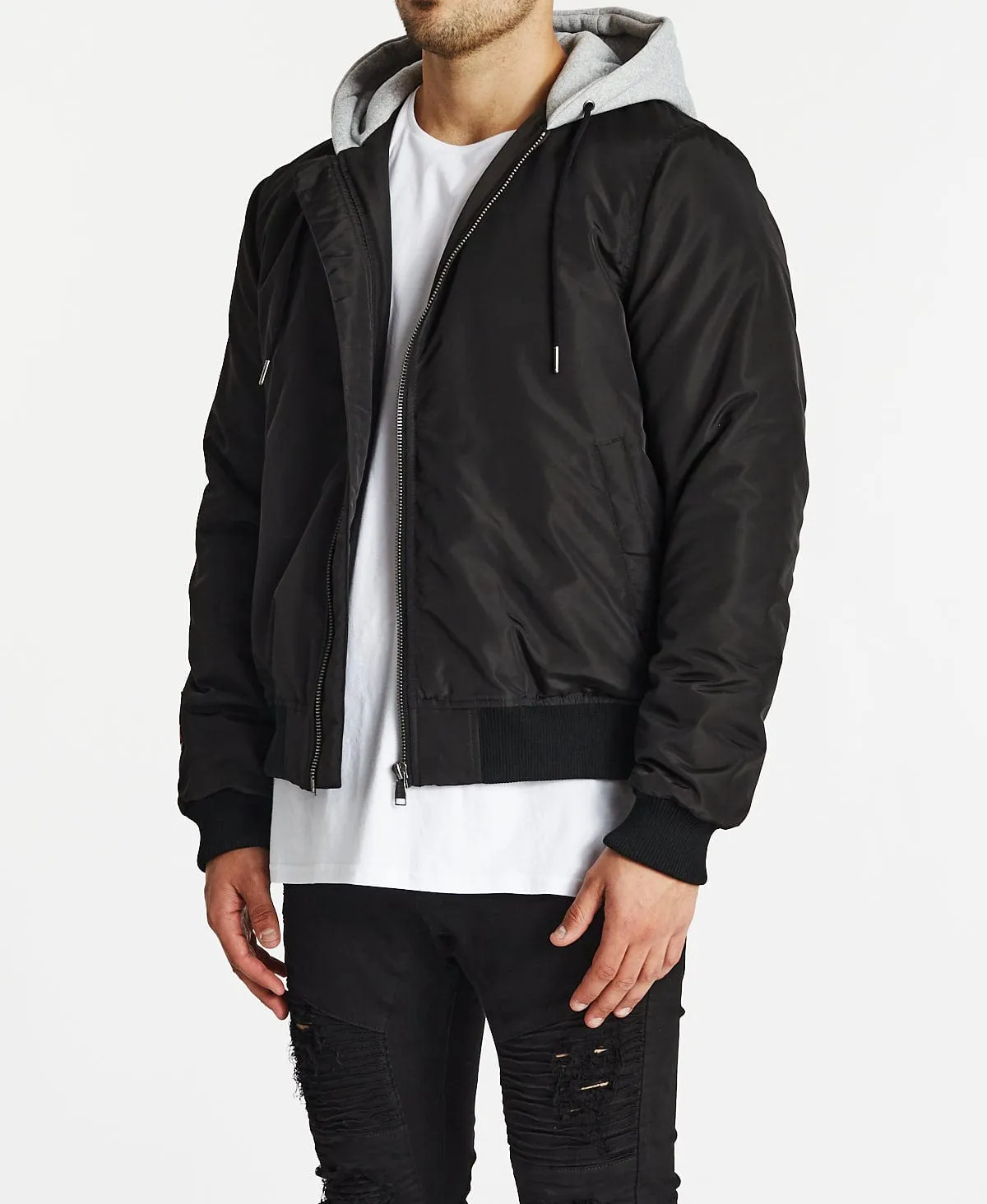 Omega Hooded Bomber Jacket Jet Black sold by Neverland product image thumbnail 3