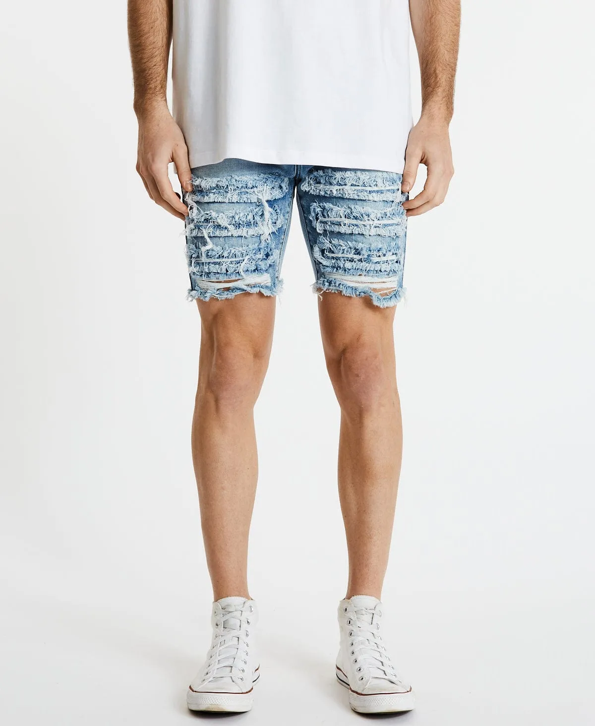 Blade Runner Raw Hem Shorts Destroyed Blue sold by Neverland