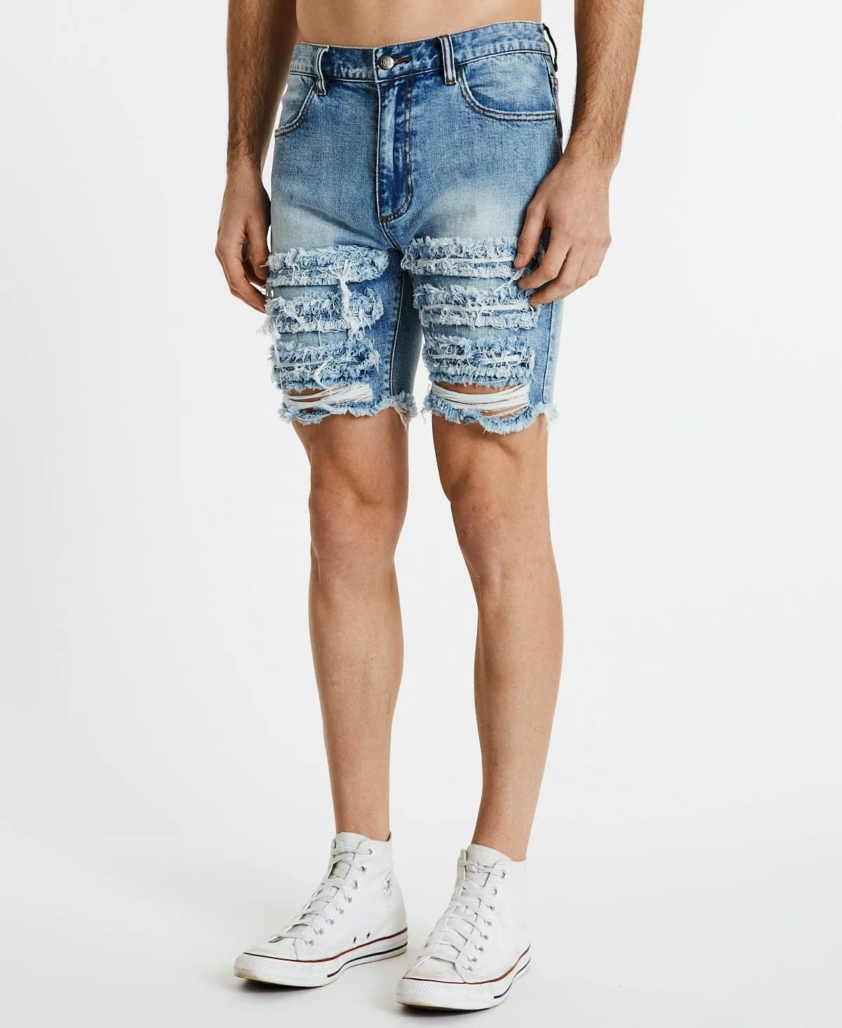 Blade Runner Raw Hem Shorts Destroyed Blue sold by Neverland product image thumbnail 4