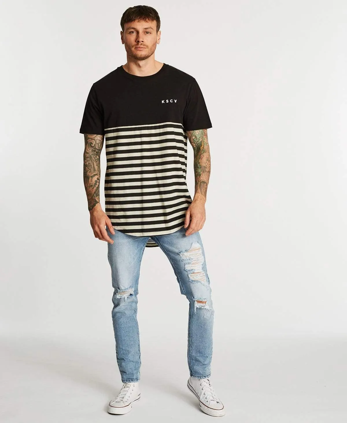 Heat Stroke Dual Curved T-Shirt Black/Sand Stripe sold by Neverland product image thumbnail 4