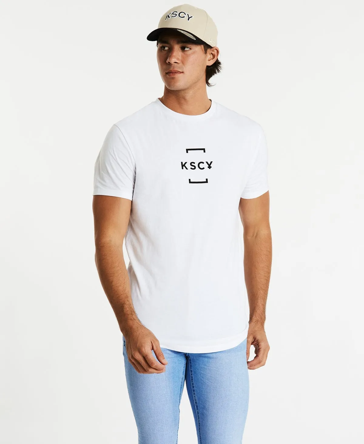 Uptight Dual Curved T-Shirt White sold by Neverland product image thumbnail 2