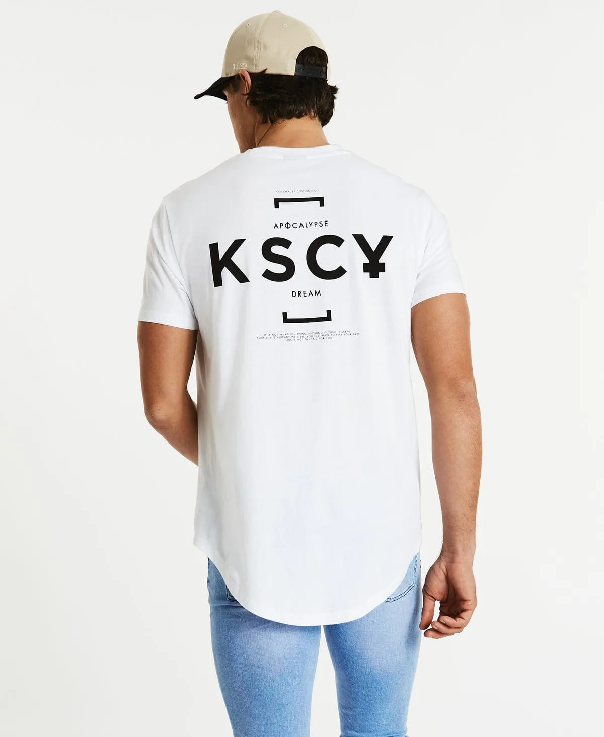 Uptight Dual Curved T-Shirt White sold by Neverland