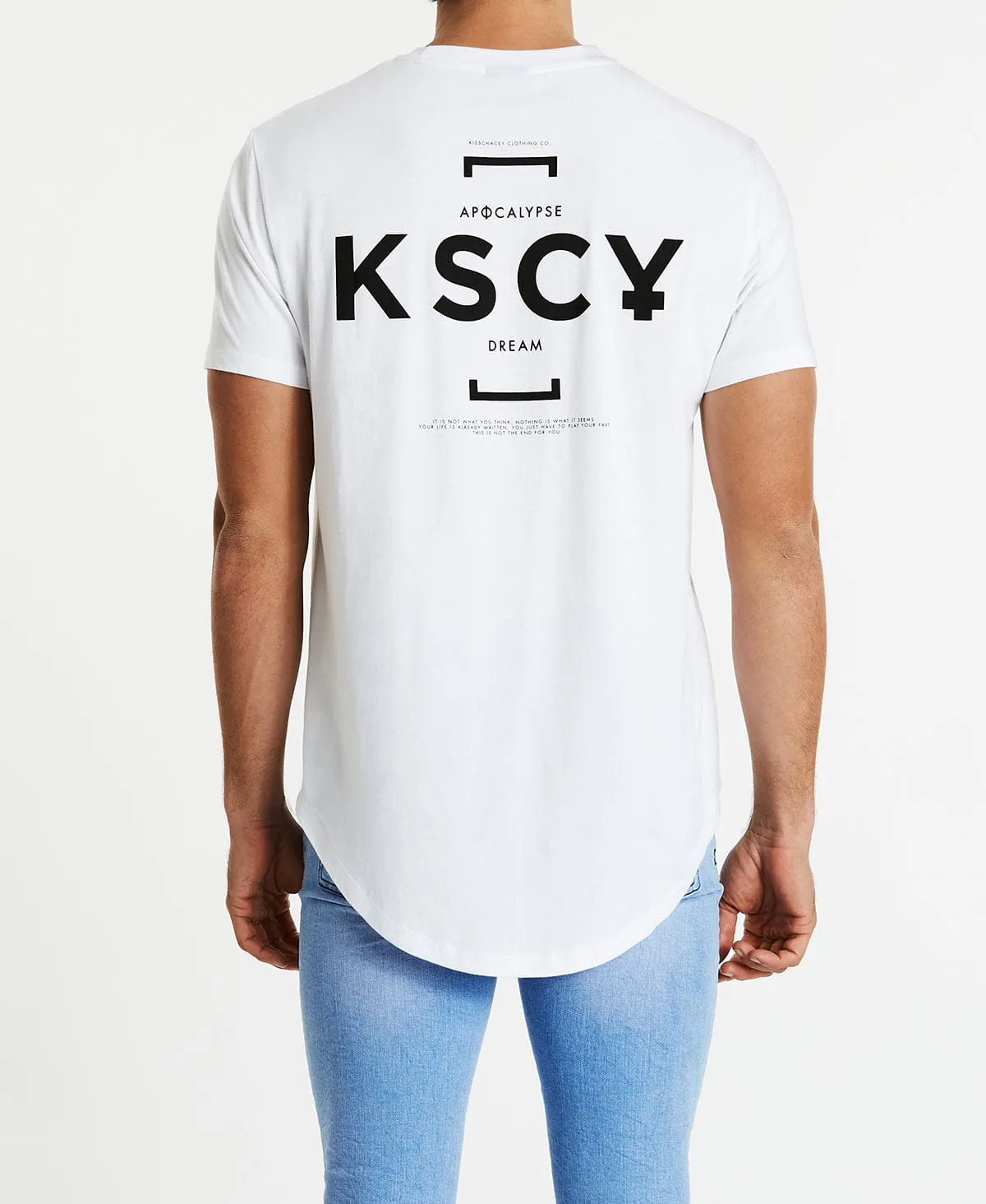 Uptight Dual Curved T-Shirt White sold by Neverland product image thumbnail 5