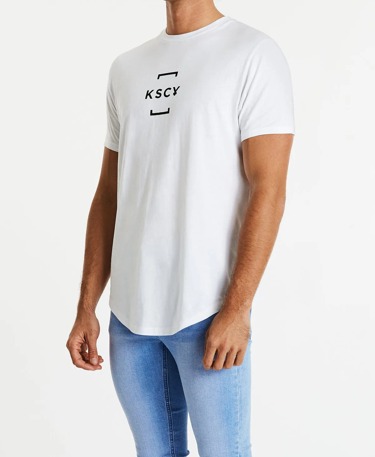 Uptight Dual Curved T-Shirt White sold by Neverland product image thumbnail 4