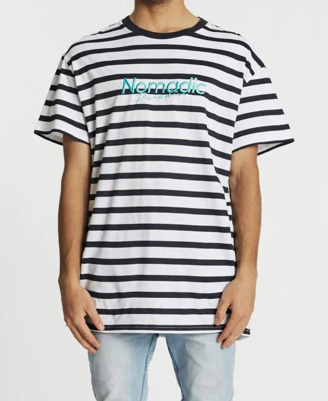 Hollow Relaxed T-Shirt Asphalt/White Stripe sold by Neverland